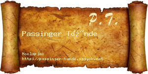 Passinger Tünde névjegykártya
